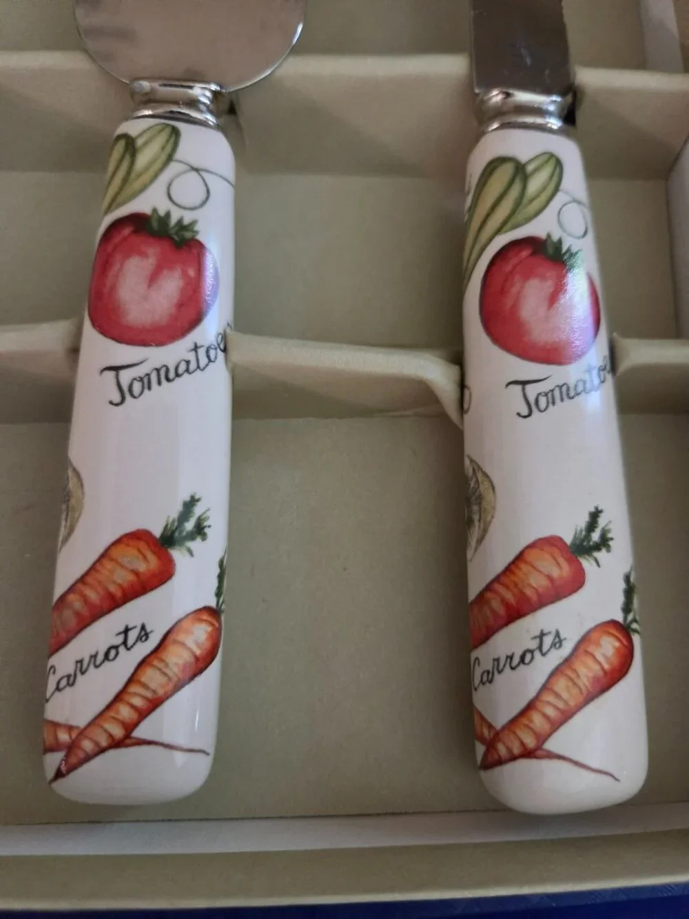 Franciscan vegetable medley cheese knife server porcelain handles
